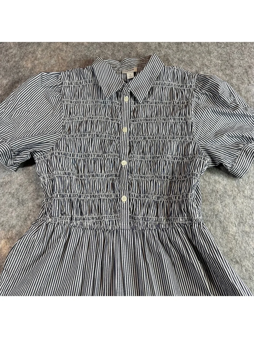 J.Crew Factory striped cotton smocked midi dress preppy cottagecore S